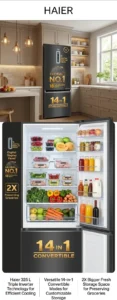 Best 300L to 400L Refrigerators - Haier 325 L Double door Bottom Mount