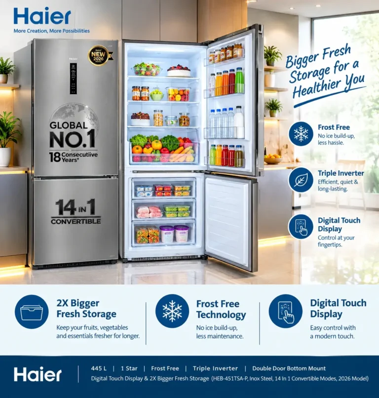 Best Above 400L Refrigerators - Haier 445L Double door Bottom Mount